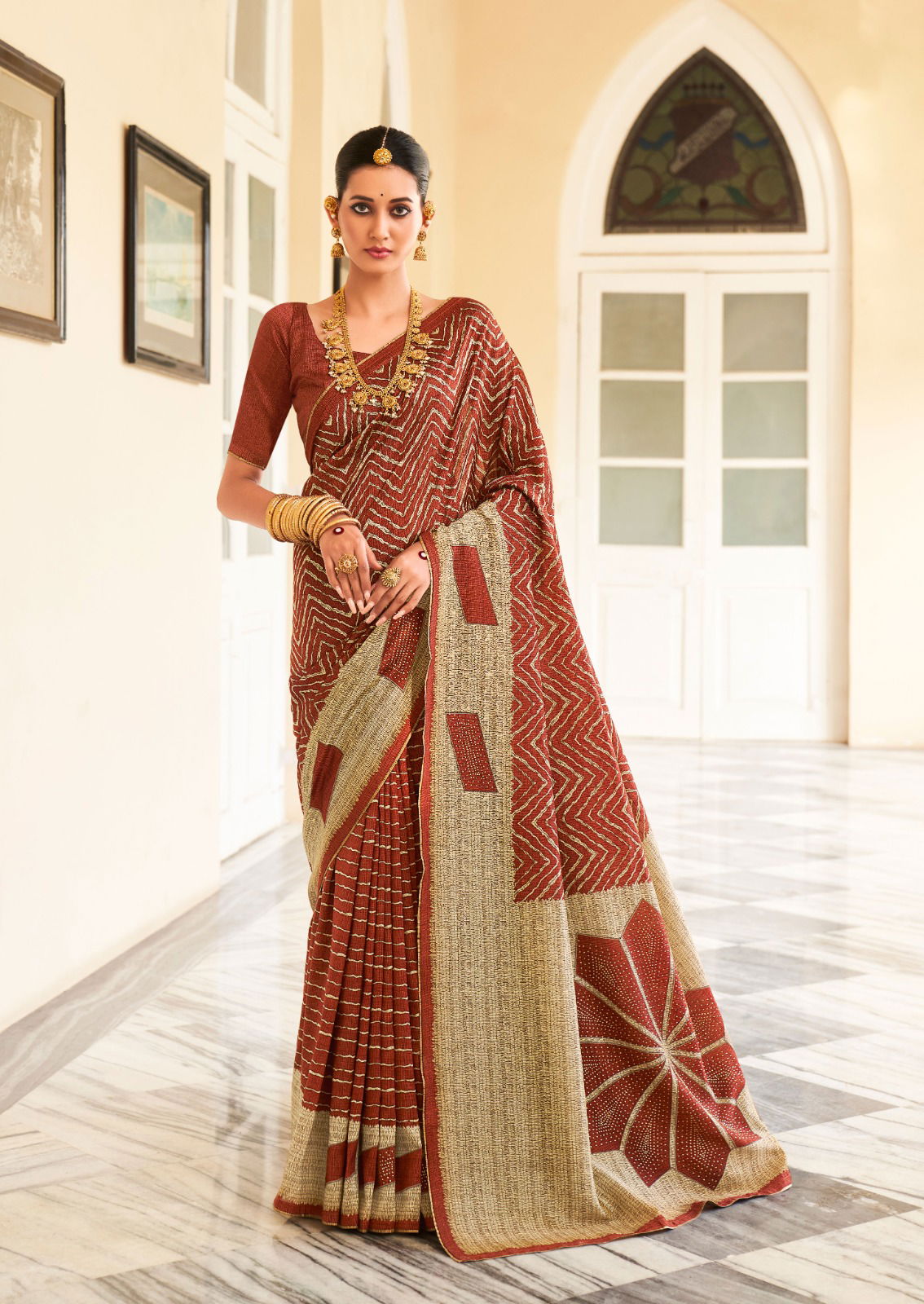 Keesha By Sr Sarowski Work Printed Sarees Catalog